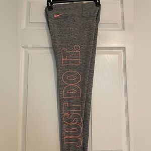 Nike Women’s Heather Gray Leggings with Pink Accents